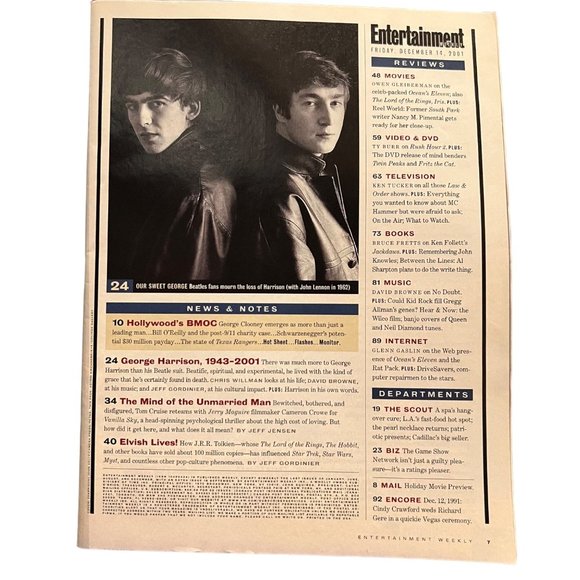 Entertainment Weekly December 14, 2001 George Harrison Lord of the Rings - Picture 4 of 5
